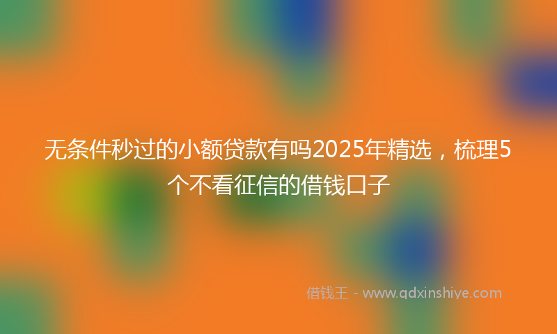 无条件秒过的小额贷款有吗2025年精选，梳理5个不看征信的借钱口子