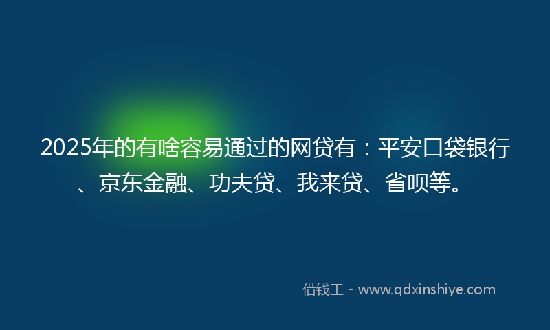 2025年的有啥容易通过的网贷有：平安口袋银行、京东金融、功夫贷、我来贷、省呗等。