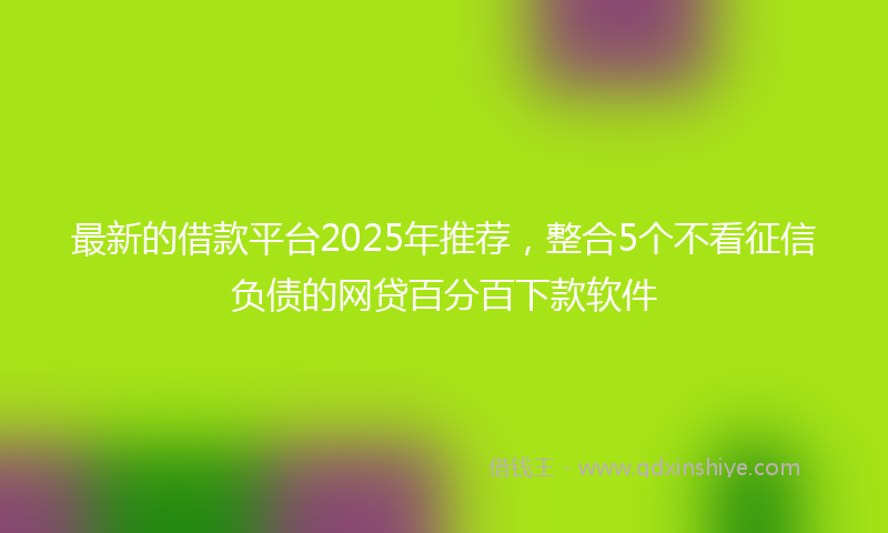 最新的借款平台2025年推荐，整合5个不看征信负债的网贷百分百下款软件