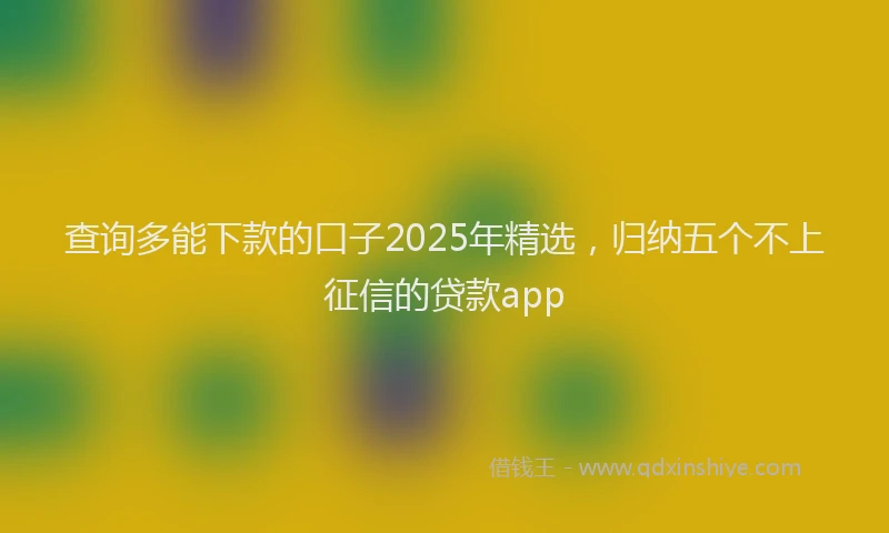 查询多能下款的口子2025年精选，归纳五个不上征信的贷款app