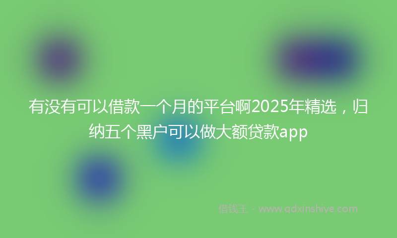 有没有可以借款一个月的平台啊2025年精选，归纳五个黑户可以做大额贷款app