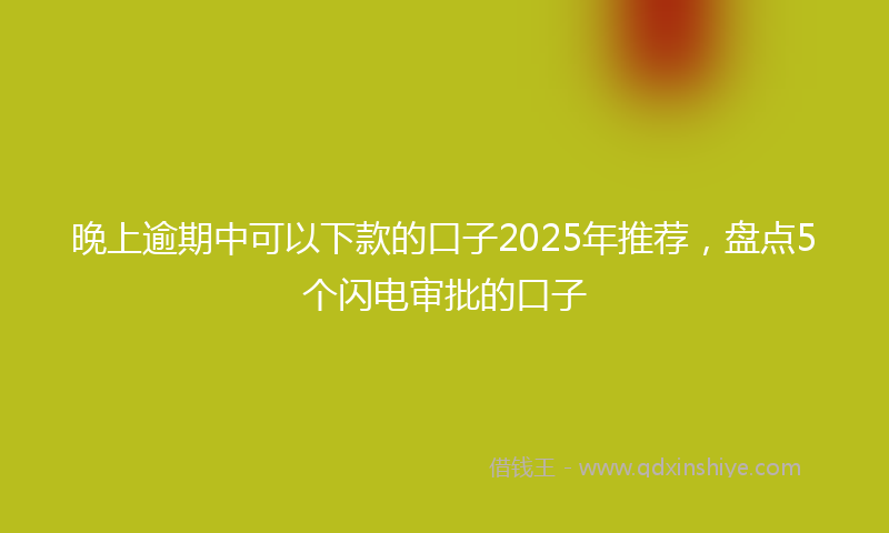 晚上逾期中可以下款的口子2025年推荐，盘点5个闪电审批的口子