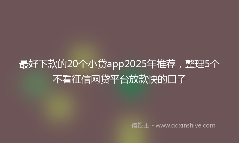 最好下款的20个小贷app2025年推荐，整理5个不看征信网贷平台放款快的口子