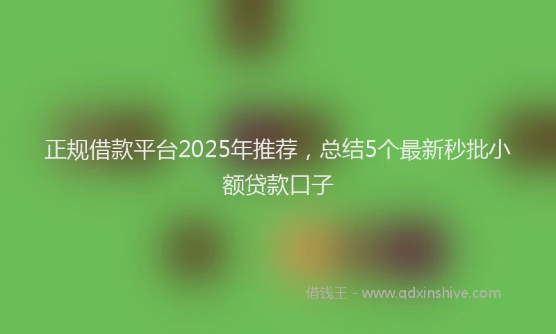 正规借款平台2025年推荐，总结5个最新秒批小额贷款口子