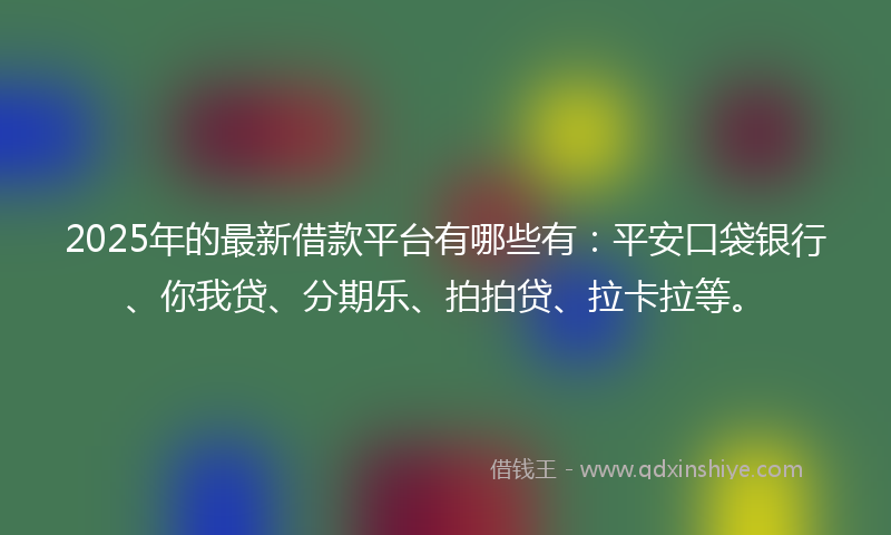 2025年的最新借款平台有哪些有：平安口袋银行、你我贷、分期乐、拍拍贷、拉卡拉等。