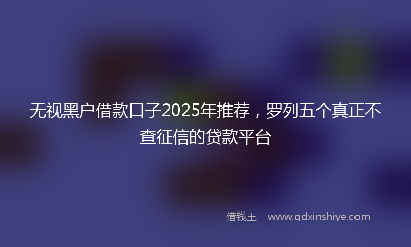 无视黑户借款口子2025年推荐，罗列五个真正不查征信的贷款平台