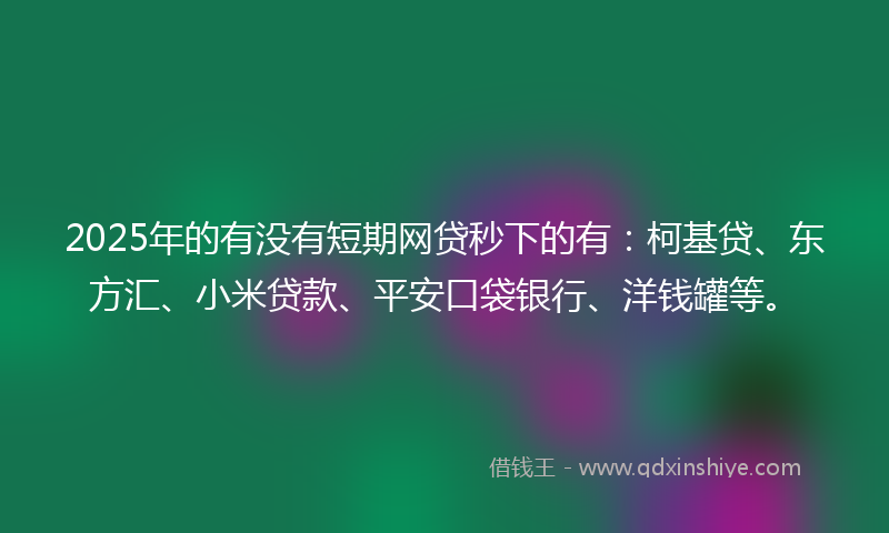 2025年的有没有短期网贷秒下的有：柯基贷、东方汇、小米贷款、平安口袋银行、洋钱罐等。
