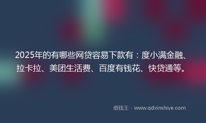 2025年的有哪些网贷容易下款有：度小满金融、拉卡拉、美团生活费、百度有钱花、快贷通等。