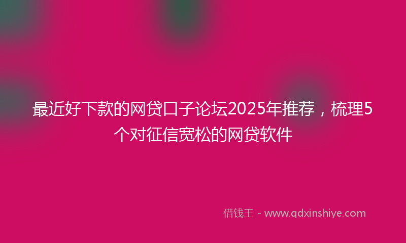 最近好下款的网贷口子论坛2025年推荐，梳理5个对征信宽松的网贷软件