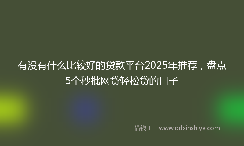 有没有什么比较好的贷款平台2025年推荐，盘点5个秒批网贷轻松贷的口子