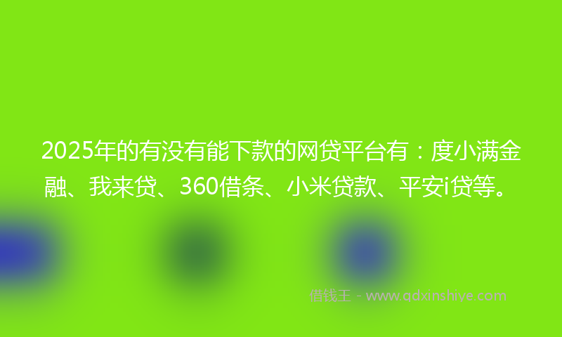2025年的有没有能下款的网贷平台有：度小满金融、我来贷、360借条、小米贷款、平安i贷等。