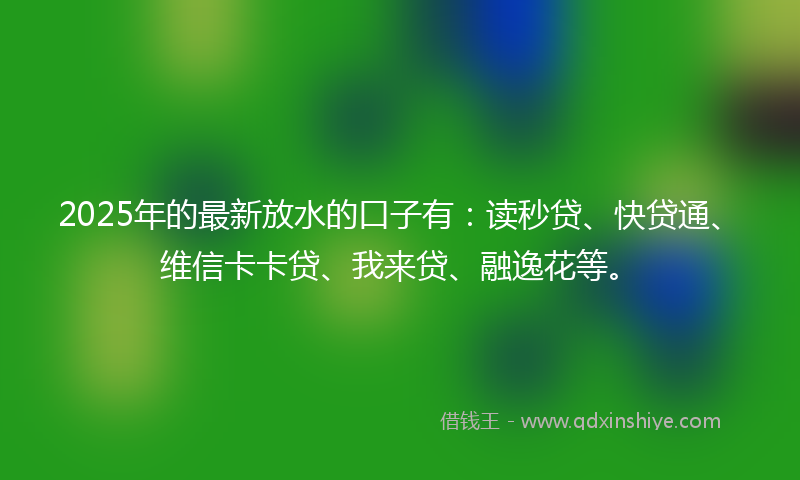 2025年的最新放水的口子有：读秒贷、快贷通、维信卡卡贷、我来贷、融逸花等。