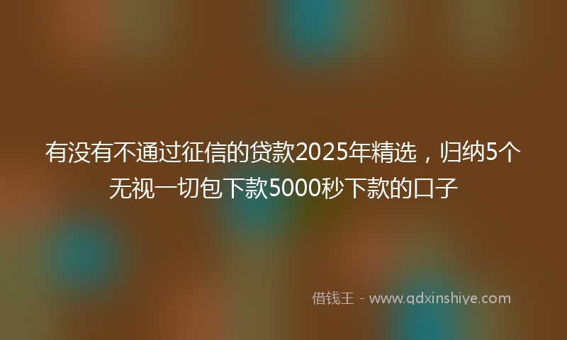 有没有不通过征信的贷款2025年精选，归纳5个无视一切包下款5000秒下款的口子