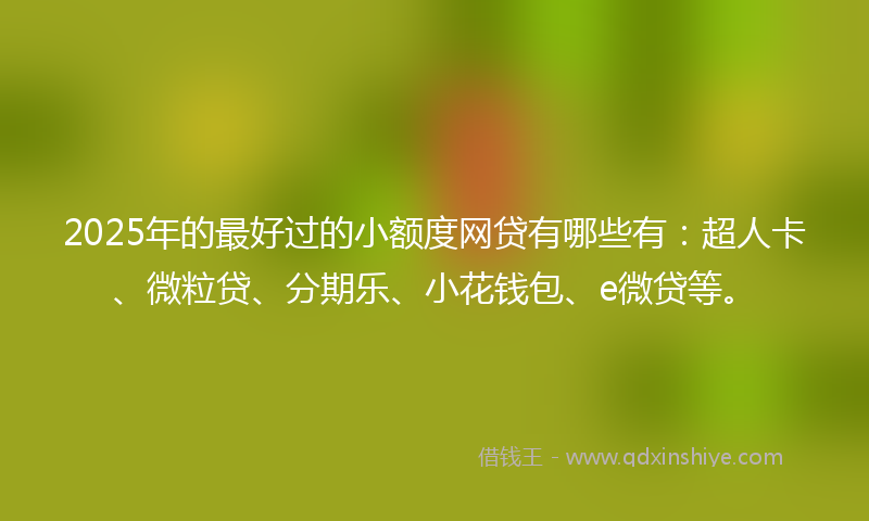 2025年的最好过的小额度网贷有哪些有：超人卡、微粒贷、分期乐、小花钱包、e微贷等。