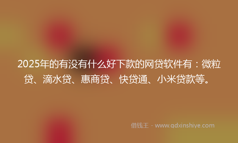 2025年的有没有什么好下款的网贷软件有：微粒贷、滴水贷、惠商贷、快贷通、小米贷款等。