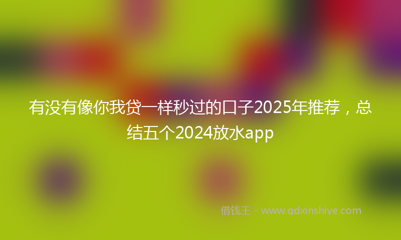 有没有像你我贷一样秒过的口子2025年推荐，总结五个2024放水app