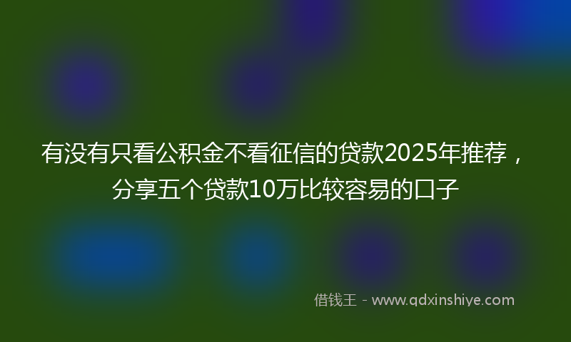 有没有只看公积金不看征信的贷款2025年推荐，分享五个贷款10万比较容易的口子