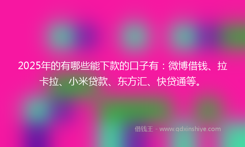 2025年的有哪些能下款的口子有：微博借钱、拉卡拉、小米贷款、东方汇、快贷通等。