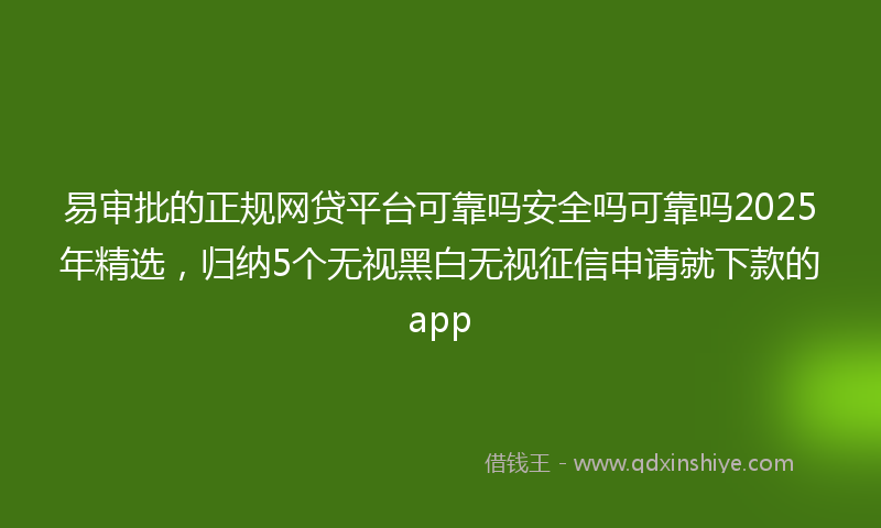 易审批的正规网贷平台可靠吗安全吗可靠吗2025年精选，归纳5个无视黑白无视征信申请就下款的app