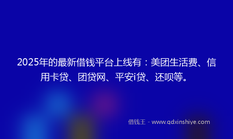 2025年的最新借钱平台上线有：美团生活费、信用卡贷、团贷网、平安i贷、还呗等。