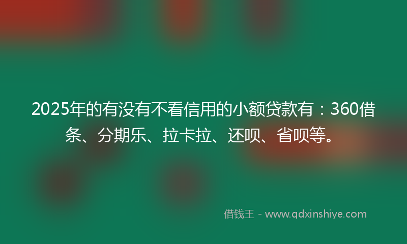 2025年的有没有不看信用的小额贷款有：360借条、分期乐、拉卡拉、还呗、省呗等。
