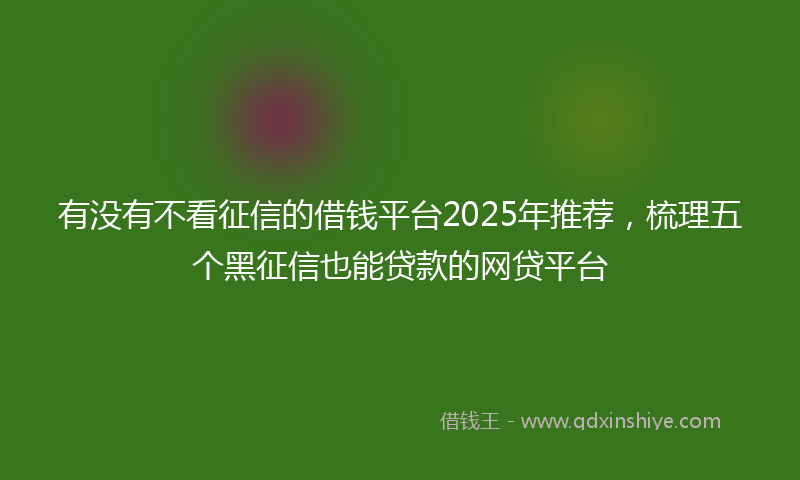 有没有不看征信的借钱平台2025年推荐，梳理五个黑征信也能贷款的网贷平台