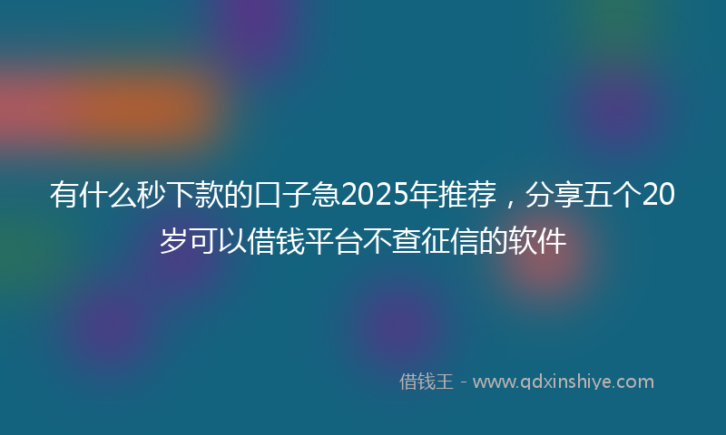 有什么秒下款的口子急2025年推荐，分享五个20岁可以借钱平台不查征信的软件