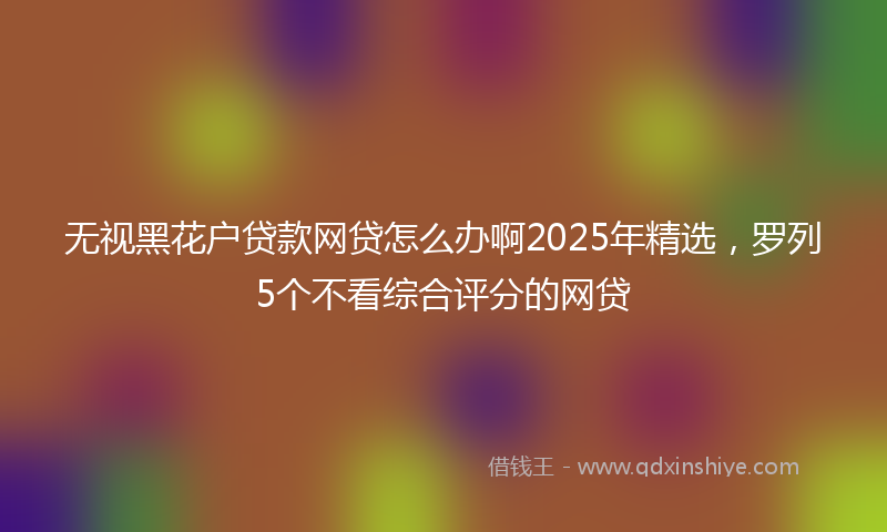 无视黑花户贷款网贷怎么办啊2025年精选，罗列5个不看综合评分的网贷