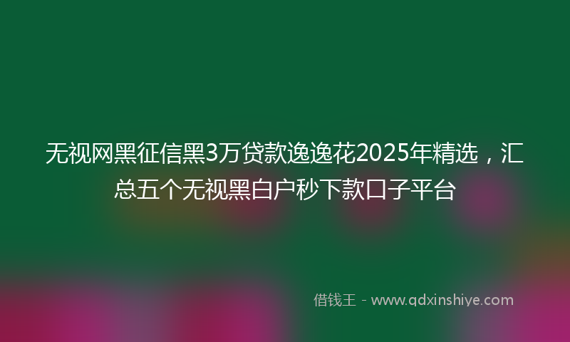 无视网黑征信黑3万贷款逸逸花2025年精选，汇总五个无视黑白户秒下款口子平台