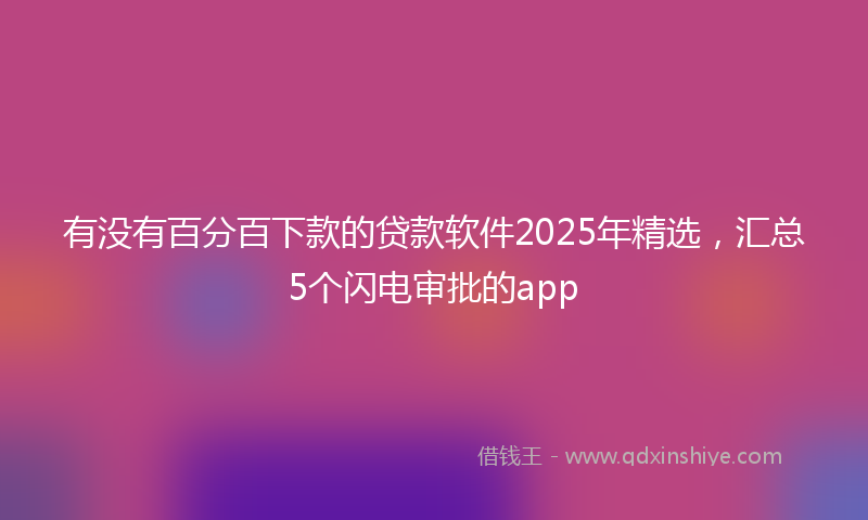 有没有百分百下款的贷款软件2025年精选，汇总5个闪电审批的app