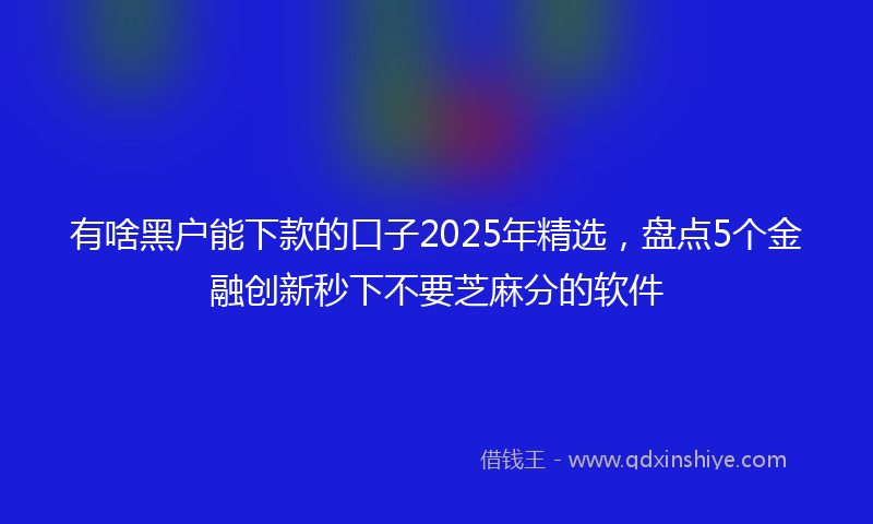 有啥黑户能下款的口子2025年精选，盘点5个金融创新秒下不要芝麻分的软件