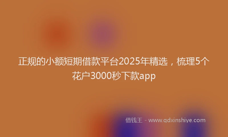 正规的小额短期借款平台2025年精选，梳理5个花户3000秒下款app