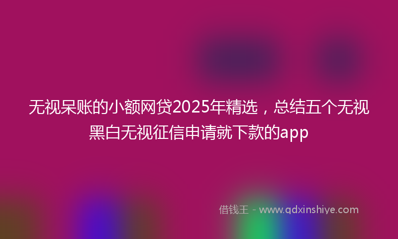 无视呆账的小额网贷2025年精选，总结五个无视黑白无视征信申请就下款的app