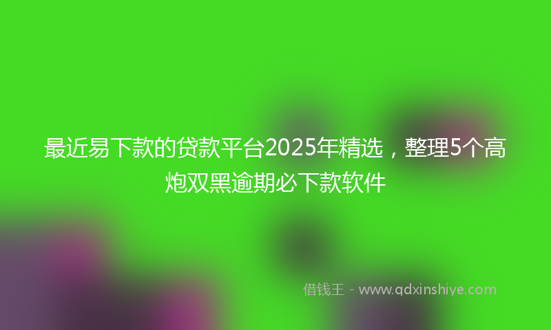 最近易下款的贷款平台2025年精选，整理5个高炮双黑逾期必下款软件