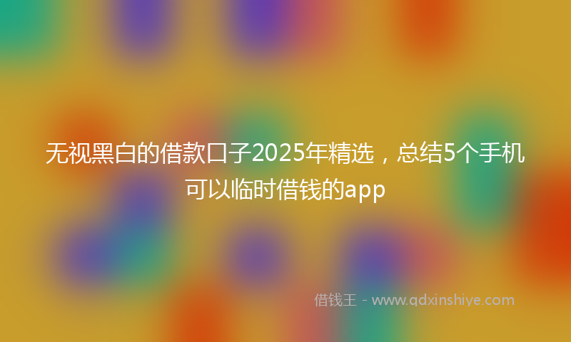 无视黑白的借款口子2025年精选，总结5个手机可以临时借钱的app