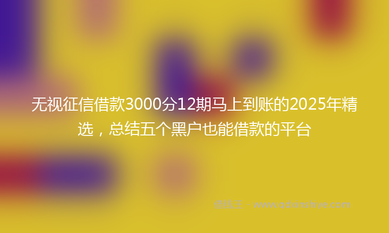 无视征信借款3000分12期马上到账的2025年精选，总结五个黑户也能借款的平台