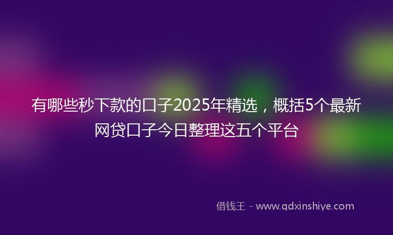 有哪些秒下款的口子2025年精选，概括5个最新网贷口子今日整理这五个平台