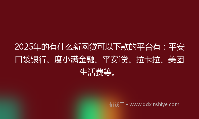 2025年的有什么新网贷可以下款的平台有：平安口袋银行、度小满金融、平安i贷、拉卡拉、美团生活费等。