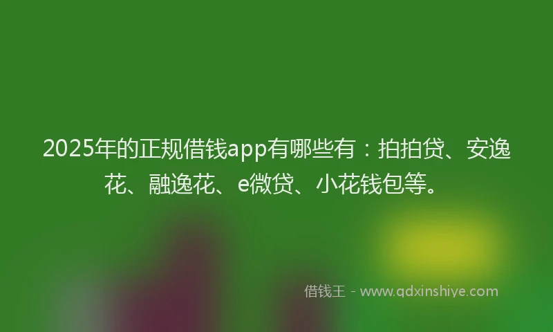 2025年的正规借钱app有哪些有：拍拍贷、安逸花、融逸花、e微贷、小花钱包等。