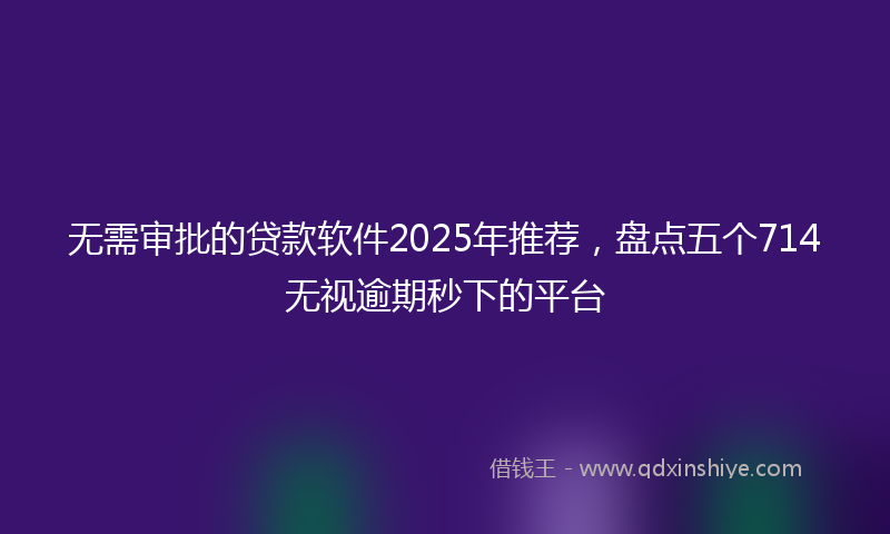 无需审批的贷款软件2025年推荐，盘点五个714无视逾期秒下的平台