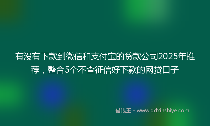 有没有下款到微信和支付宝的贷款公司2025年推荐，整合5个不查征信好下款的网贷口子