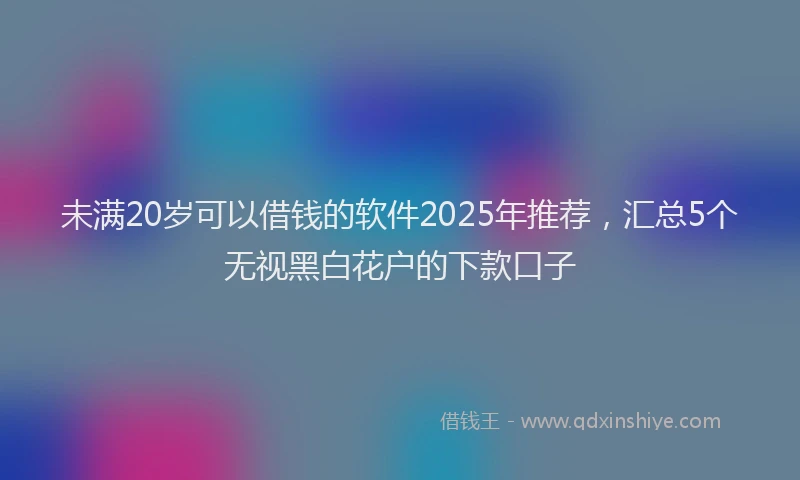 未满20岁可以借钱的软件2025年推荐，汇总5个无视黑白花户的下款口子