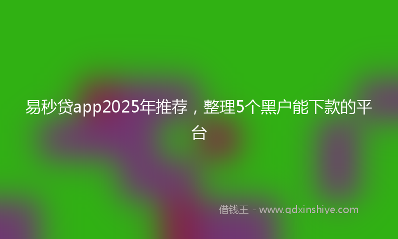 易秒贷app2025年推荐，整理5个黑户能下款的平台