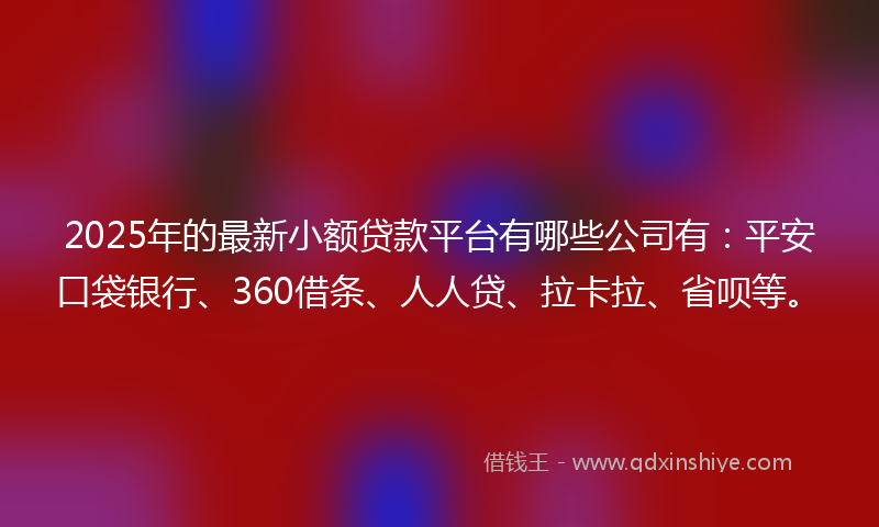 2025年的最新小额贷款平台有哪些公司有：平安口袋银行、360借条、人人贷、拉卡拉、省呗等。