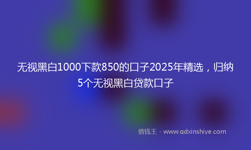 无视黑白1000下款850的口子2025年精选，归纳5个无视黑白贷款口子