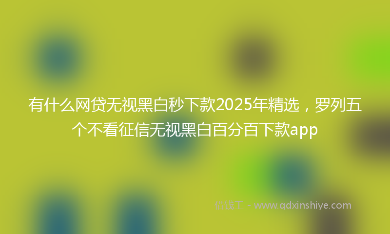 有什么网贷无视黑白秒下款2025年精选，罗列五个不看征信无视黑白百分百下款app