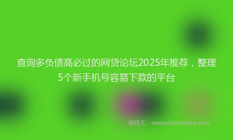 查询多负债高必过的网贷论坛2025年推荐，整理5个新手机号容易下款的平台