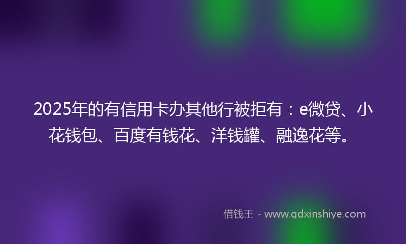 2025年的有信用卡办其他行被拒有：e微贷、小花钱包、百度有钱花、洋钱罐、融逸花等。