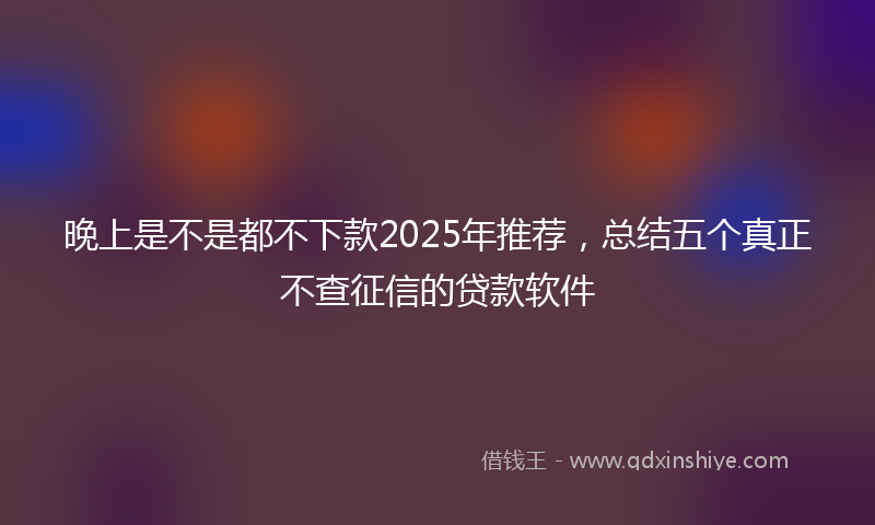晚上是不是都不下款2025年推荐，总结五个真正不查征信的贷款软件