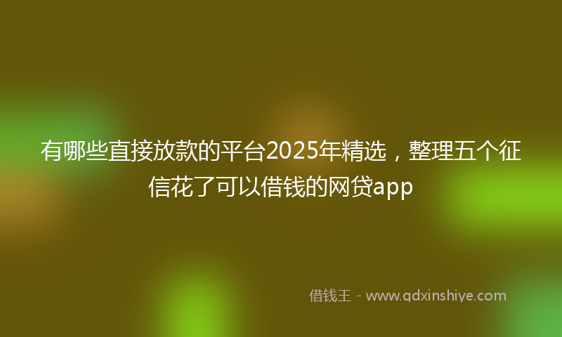 有哪些直接放款的平台2025年精选，整理五个征信花了可以借钱的网贷app